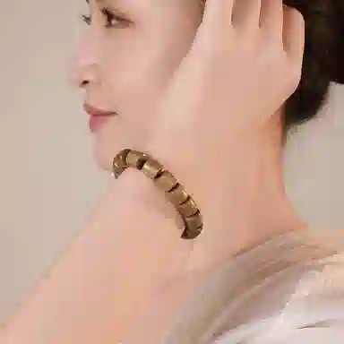 木盛缘 本命年新中式国潮简约高级经典款桶珠单圈素串转运檀木上岸有钱花好运手链 绿檀 手串 男女同款情侣款