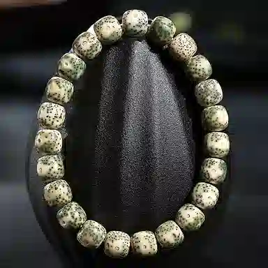 木盛缘 【阴皮石玉料】老型桶珠单圈文玩纪念考试上岸#好运 星月菩提 手串 男女同款情侣款