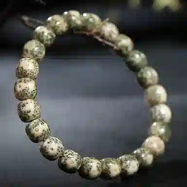 木盛缘 【阴皮石玉料】老型桶珠单圈文玩纪念考试上岸#好运 星月菩提 手串 男女同款情侣款