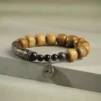 木盛缘 【能量汇聚循环新生】新中式国潮个性转运招财神秘助力财源滚滚单圈文玩好运 绿檀 手串 男女同款情侣款