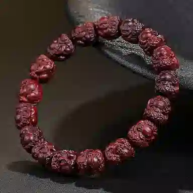 木盛缘 【精工雕刻  瑞兽貔貅  暴力吸金】单圈手链文玩盘玩好运与众不同本命年招米 紫檀属 手串 男女同款情侣款