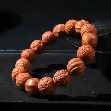 木盛缘 雕刻多宝佛珠单圈念珠文玩 猴头核桃 手串 男女同款情侣款