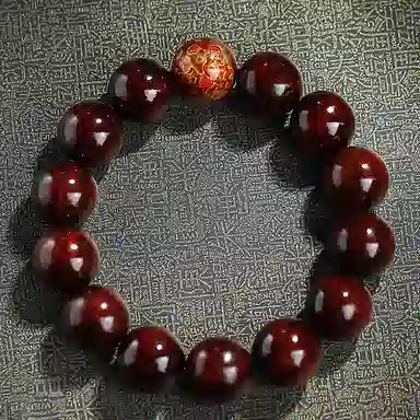 木盛缘 大漆珠佛珠单圈文玩手链 小叶紫檀 手串 男女同款情侣款