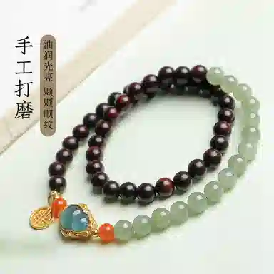 木盛缘 优雅葫芦搭高油高密佛珠双圈 小叶紫檀 手串 女款