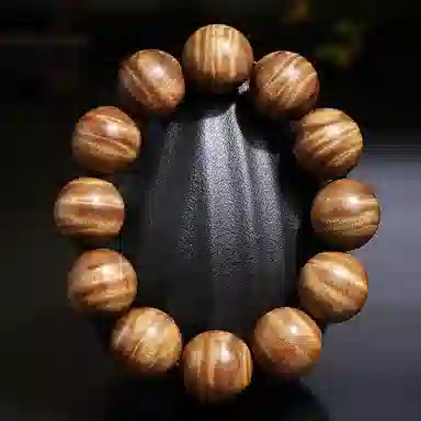 木盛缘 水波纹佛珠 金丝楠木 手串 男款 楠木