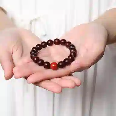 木盛缘 大漆珠佛珠单圈文玩手链 小叶紫檀 手串 男女同款情侣款