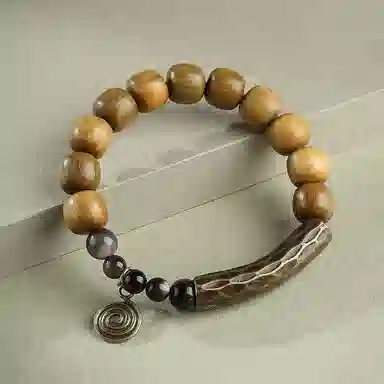 木盛缘 【能量汇聚循环新生】新中式国潮个性转运招财神秘助力财源滚滚单圈文玩好运 绿檀 手串 男女同款情侣款