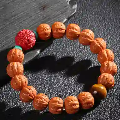 木盛缘 【京八棱  朱砂貔貅  吸金纳福】佛珠念珠文玩#好运 猴头核桃 手串 男女同款情侣款