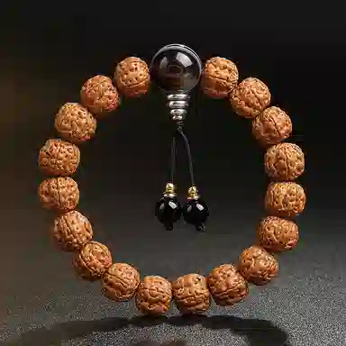 木盛缘 树王爆肉好运天珠木带宝五瓣双龙文玩 金刚菩提 手串 男女同款情侣款