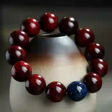 木盛缘 大漆珠佛珠单圈文玩手链 小叶紫檀 手串 男女同款情侣款