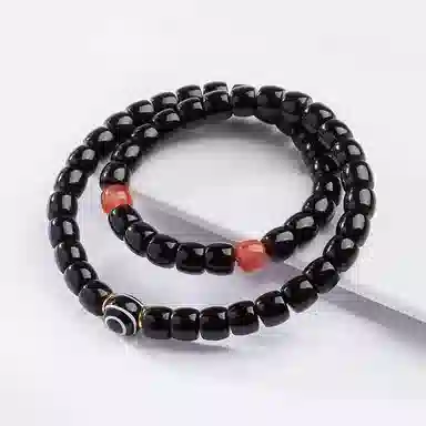 木盛缘 鸿运当头精工缠丝玛瑙 新中式国潮复古转运上岸有钱花财源滚滚招财纳福原色直切珠玛瑙多宝文玩双圈 椰蒂 手串 男女同款情侣款