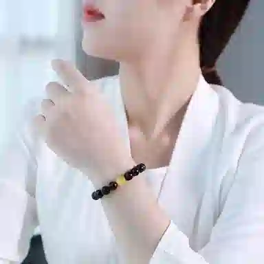 木盛缘 【带金星】新中式复古盘玩解压财源滚滚#好运金星单圈文玩佛珠 紫檀属 手串 男女同款情侣款