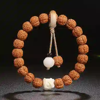 木盛缘 【解压必备时来运转】新中式国风复古树王爆肉五瓣双龙木饰文玩醒狮平安环单圈好运 金刚菩提 手串 男女同款情侣款