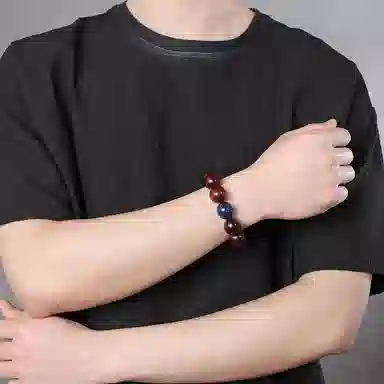 木盛缘 大漆珠佛珠单圈文玩手链 小叶紫檀 手串 男女同款情侣款