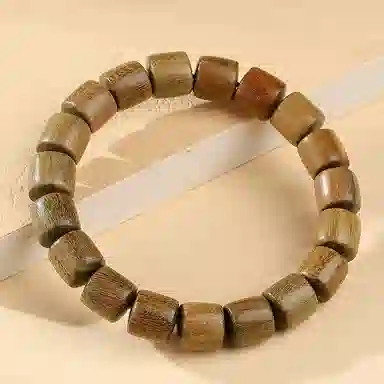 木盛缘 本命年新中式国潮简约高级经典款桶珠单圈素串转运檀木上岸有钱花好运手链 绿檀 手串 男女同款情侣款