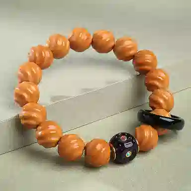 木盛缘 【扭转乾坤转运上岸】本命年新中式国潮复古财源滚滚平安好运转运吉祥男女款螺旋纹佛珠文玩单圈 猴头核桃 手串 男女同款情侣款