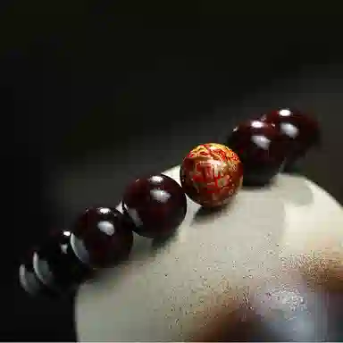 木盛缘 大漆珠佛珠单圈文玩手链 小叶紫檀 手串 男女同款情侣款