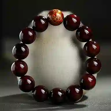 木盛缘 大漆珠佛珠单圈文玩手链 小叶紫檀 手串 男女同款情侣款