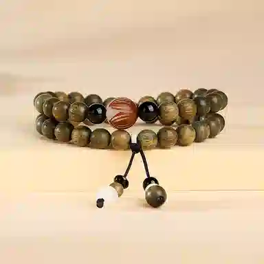 木盛缘 【八方来财  易盘玩】#好运高油密老料佛珠文玩手链 绿檀 手串 男女同款情侣款