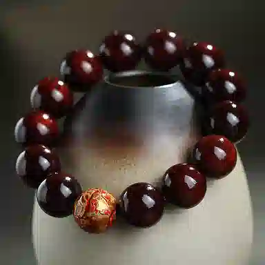 木盛缘 大漆珠佛珠单圈文玩手链 小叶紫檀 手串 男女同款情侣款