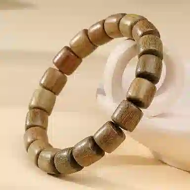 木盛缘 本命年新中式国潮简约高级经典款桶珠单圈素串转运檀木上岸有钱花好运手链 绿檀 手串 男女同款情侣款