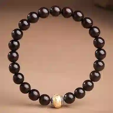 木盛缘 【木中钻石 高油高密】佛珠六字真言念珠文玩 紫檀属 手串 男女同款情侣款