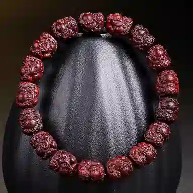 木盛缘 【精工雕刻  瑞兽貔貅  暴力吸金】单圈手链文玩盘玩好运与众不同本命年招米 紫檀属 手串 男女同款情侣款