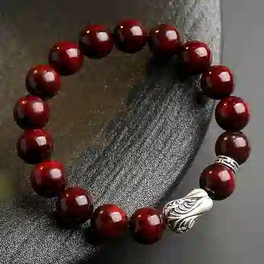 木盛缘 【白菜百财   财源滚滚来】高油高密木饰佛珠念珠足银百财白菜文玩 紫檀属 手串 男女同款情侣款