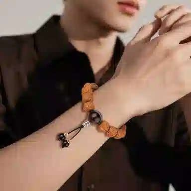 木盛缘 树王爆肉好运天珠木带宝五瓣双龙文玩 金刚菩提 手串 男女同款情侣款