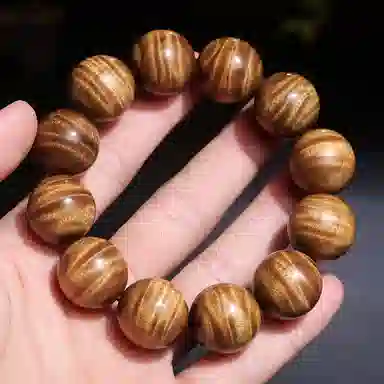 木盛缘 水波纹佛珠 金丝楠木 手串 男款 楠木