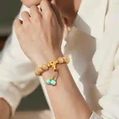 木盛缘 【六字真言  平安顺遂】高油高密鸡油黄佛珠文玩考研考公上岸前程似锦#好运 星月菩提 手串 男女同款情侣款