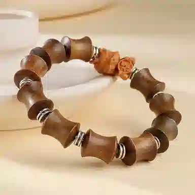 木盛缘 转运财源滚滚柿柿如意竹节萌龙文玩佛珠檀木 绿檀 手串 男女同款情侣款