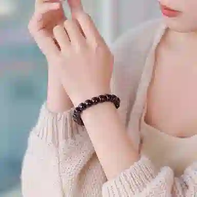 木盛缘 新中式国风简约财源滚滚转运有钱花好运连连高油高密金星单圈手链 小叶紫檀 名贵木作手串 男女同款情侣款