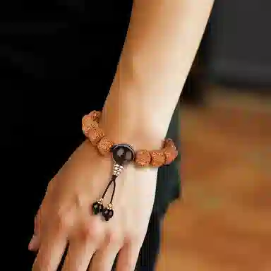 木盛缘 树王爆肉好运天珠木带宝五瓣双龙文玩 金刚菩提 手串 男女同款情侣款