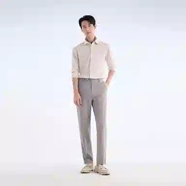 九牧王男裤专家 易打理系列 垂坠感标准直筒西装裤 男款 灰卡其