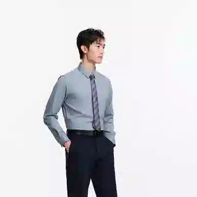 九牧王男裤专家 免烫抗菌商务休闲纯色简约日常长袖衬衫 男款