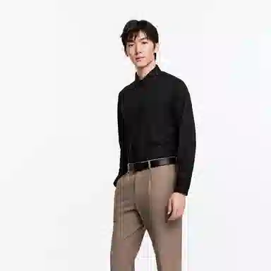 九牧王男裤专家 免烫抗菌商务休闲纯色简约日常长袖衬衫 男款