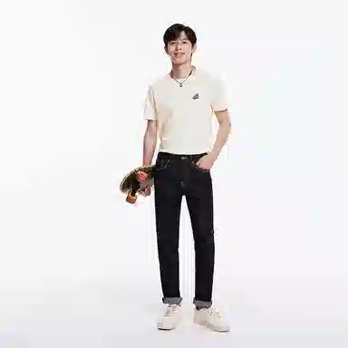 九牧王男裤专家 时尚简约百搭休闲舒适亲肤凉感牛仔裤 男款 深蓝色