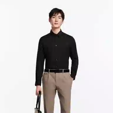 九牧王男裤专家 免烫抗菌商务休闲纯色简约日常长袖衬衫 男款