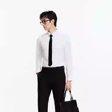 九牧王男裤专家 免烫抗菌商务休闲纯色简约日常长袖衬衫 男款