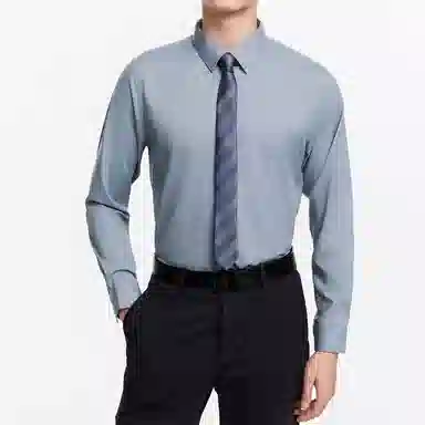 九牧王男裤专家 免烫抗菌商务休闲纯色简约日常长袖衬衫 男款