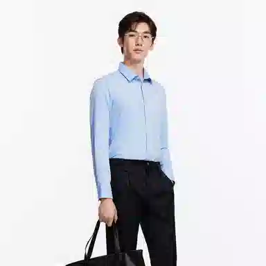九牧王男裤专家 免烫抗菌商务休闲纯色简约日常长袖衬衫 男款