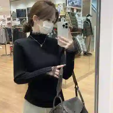 涂诗菲 韩版潮流时尚简约纯色舒适显瘦百搭慵懒风松弛设计感长袖针织衫 女款