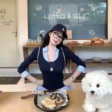 涂诗菲 韩版学院风简约舒适时尚设计感假两件百搭气质纯欲条纹长袖裙装套装 女款