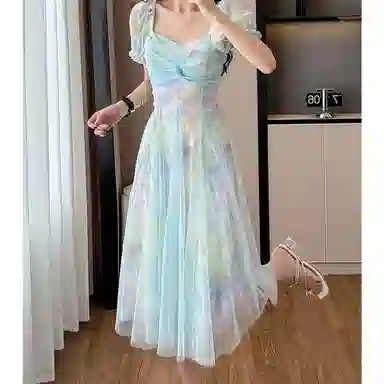 涂诗菲 甜美少女纯欲风收腰显瘦短袖连衣裙 女款