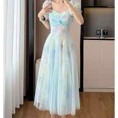涂诗菲 甜美少女纯欲风收腰显瘦短袖连衣裙 女款