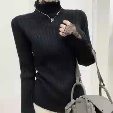 涂诗菲 韩版潮流时尚简约纯色舒适显瘦百搭慵懒风松弛设计感长袖针织衫 女款