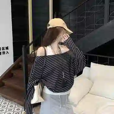 涂诗菲 韩版潮流时尚简约纯色舒适设计显瘦百搭慵懒风松弛感假两件长袖针织衫 女款