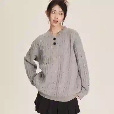 涂诗菲 宽松连帽套头彩点针织衫 女款