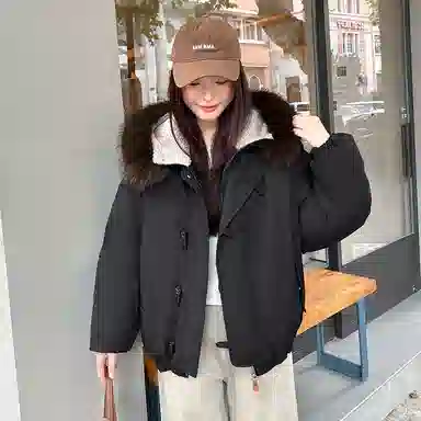 涂诗菲 宽松毛领长袖棉服 女款